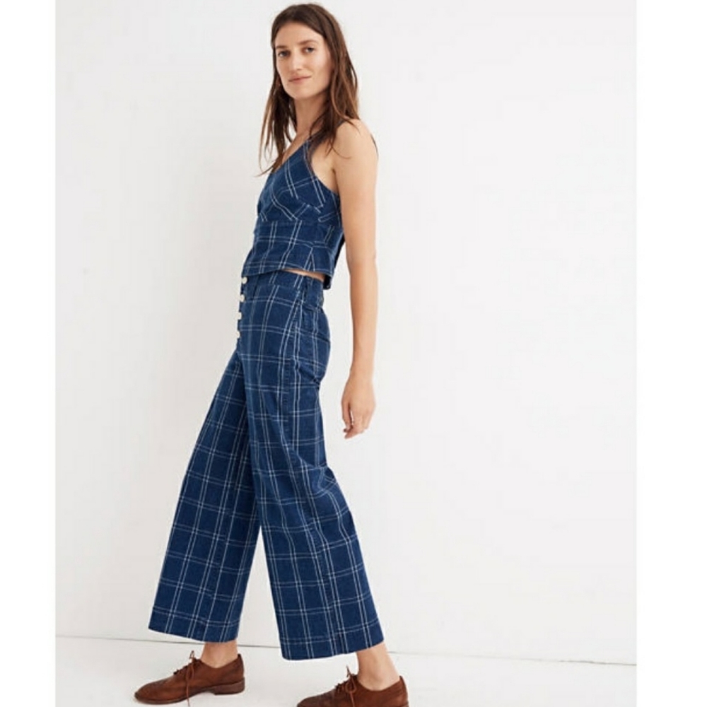 Madewell Emmett crop pant, Indigo Check, Sz 27